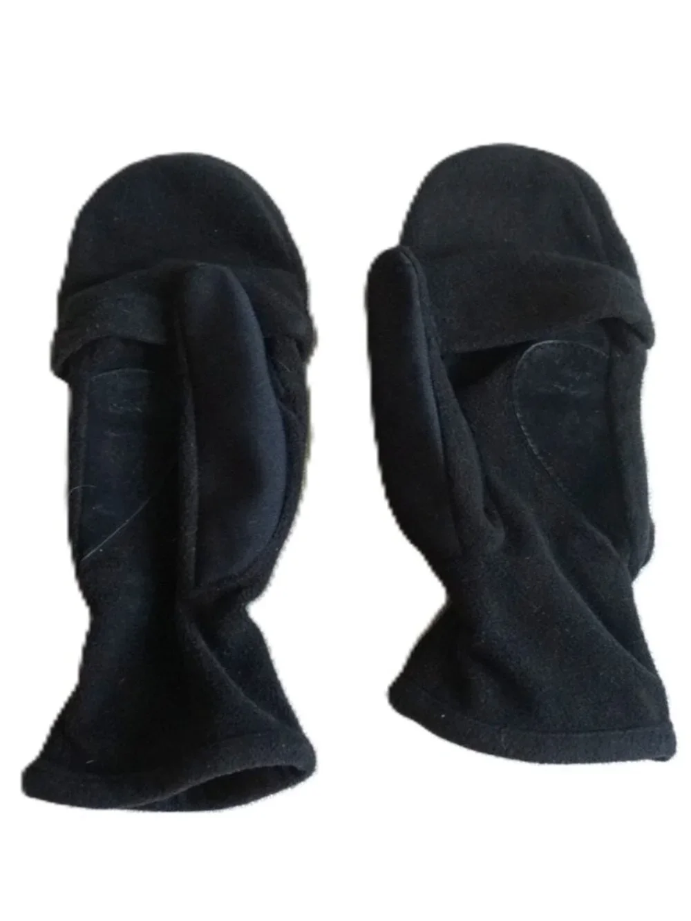 Isotoner Black Fingerless Convertible Mittens Thermal Fleece Gloves Women’s OSFM - Picture 8 of 10